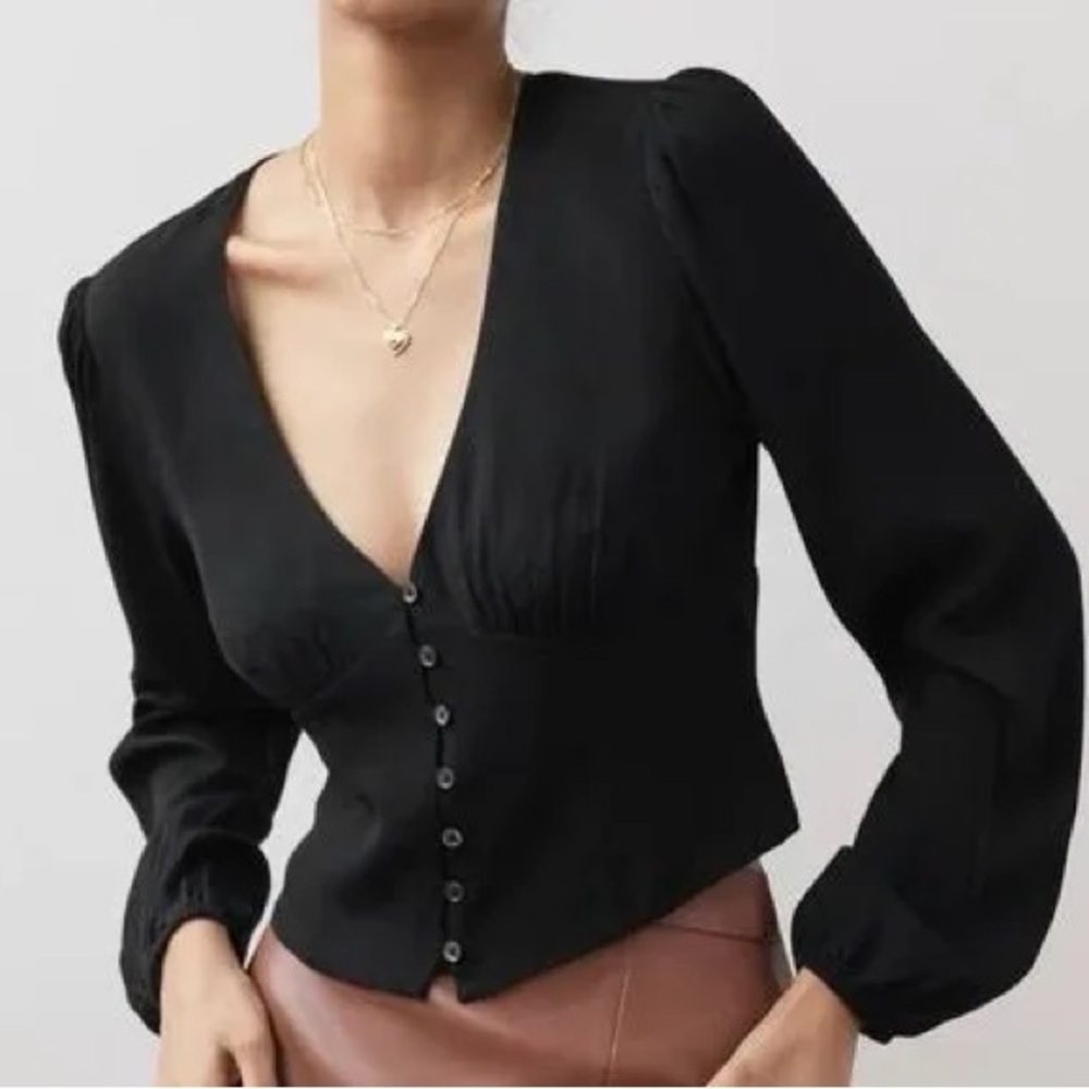 NWT Wilfred Black Button-Down Blouse